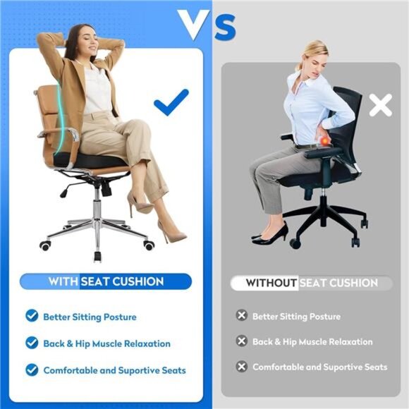 Ergonomic Memory Foam Seat Cushion with Non-Slip Base - Office Chair, Car - Picture 4 of 7